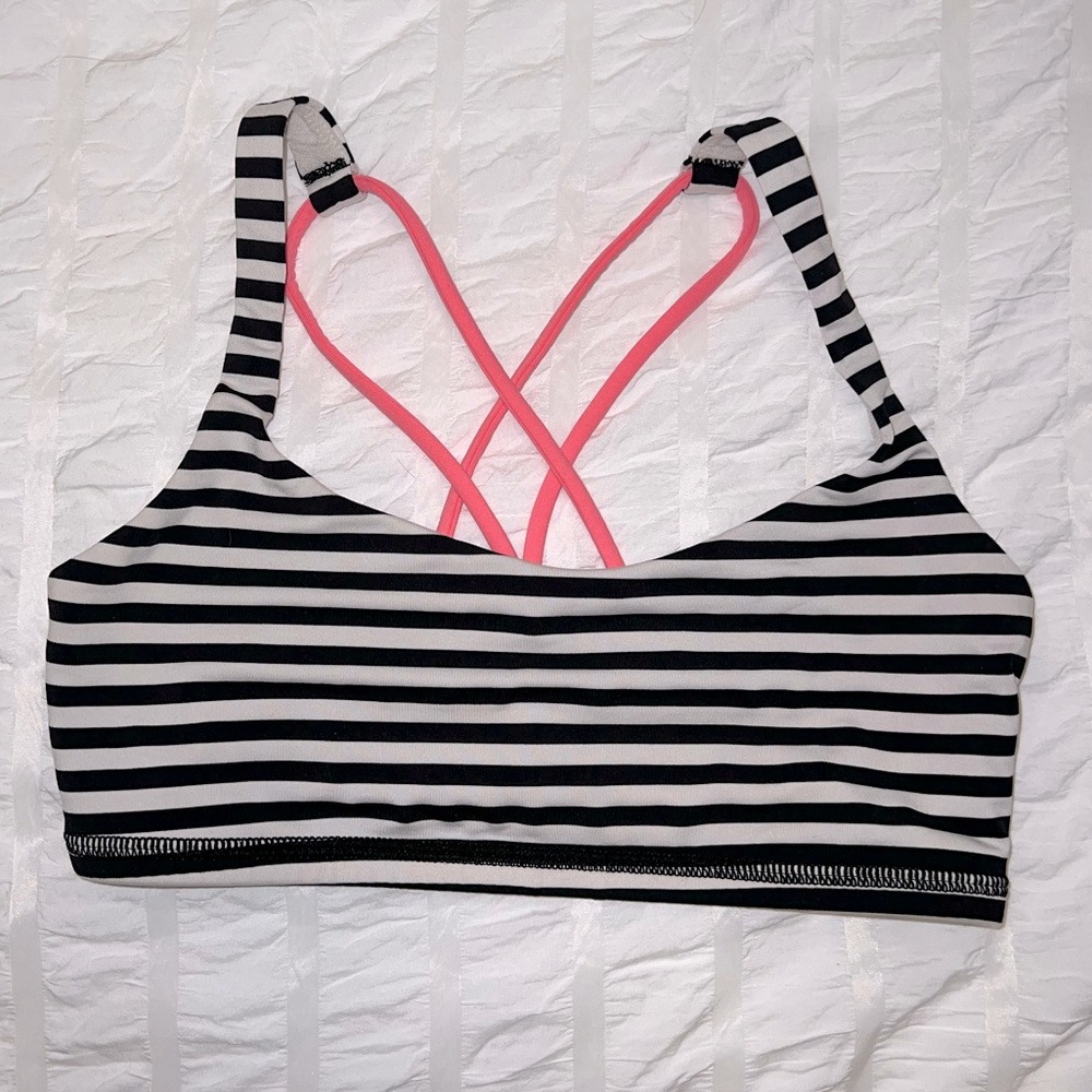 Lulu Lemon Black and White Striped Sports Bra
